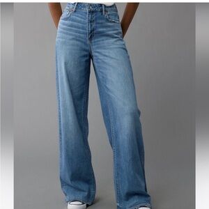 American Eagle Outfitters Super High-Rise Baggy Wide Leg medium blue size 14 reg